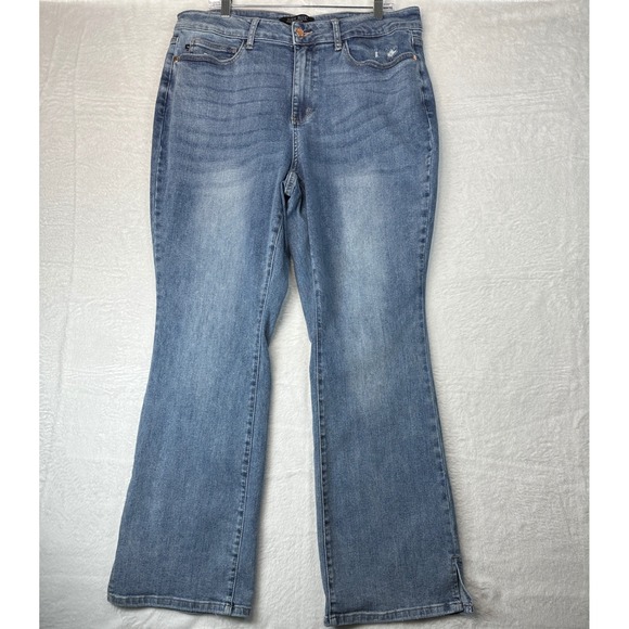 Judy Blue Denim - Judy Blue Slim Bootcut Jeans Women 18W Blue Medium Wash Distressed 1306